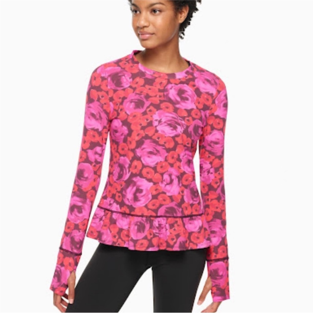 Kate Spade Electric Rose Pullover Top Peplum Athleisure Women’s Sz Small - Picture 1 of 5